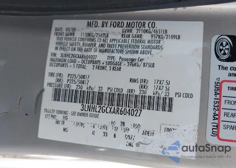 2010 Lincoln Mkz из США, поврежденный, VIN 3LNHL2GCXAR604027